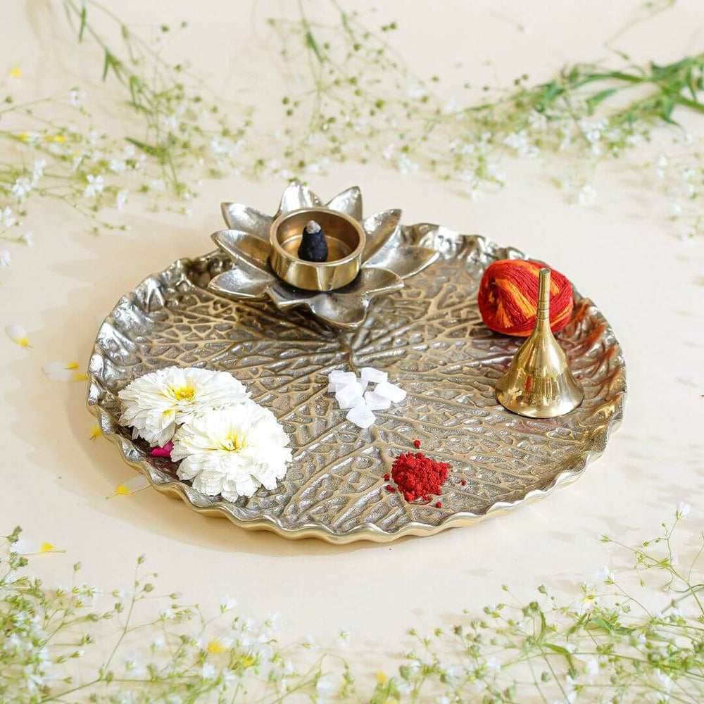 Lotus Leaf Metal Thali