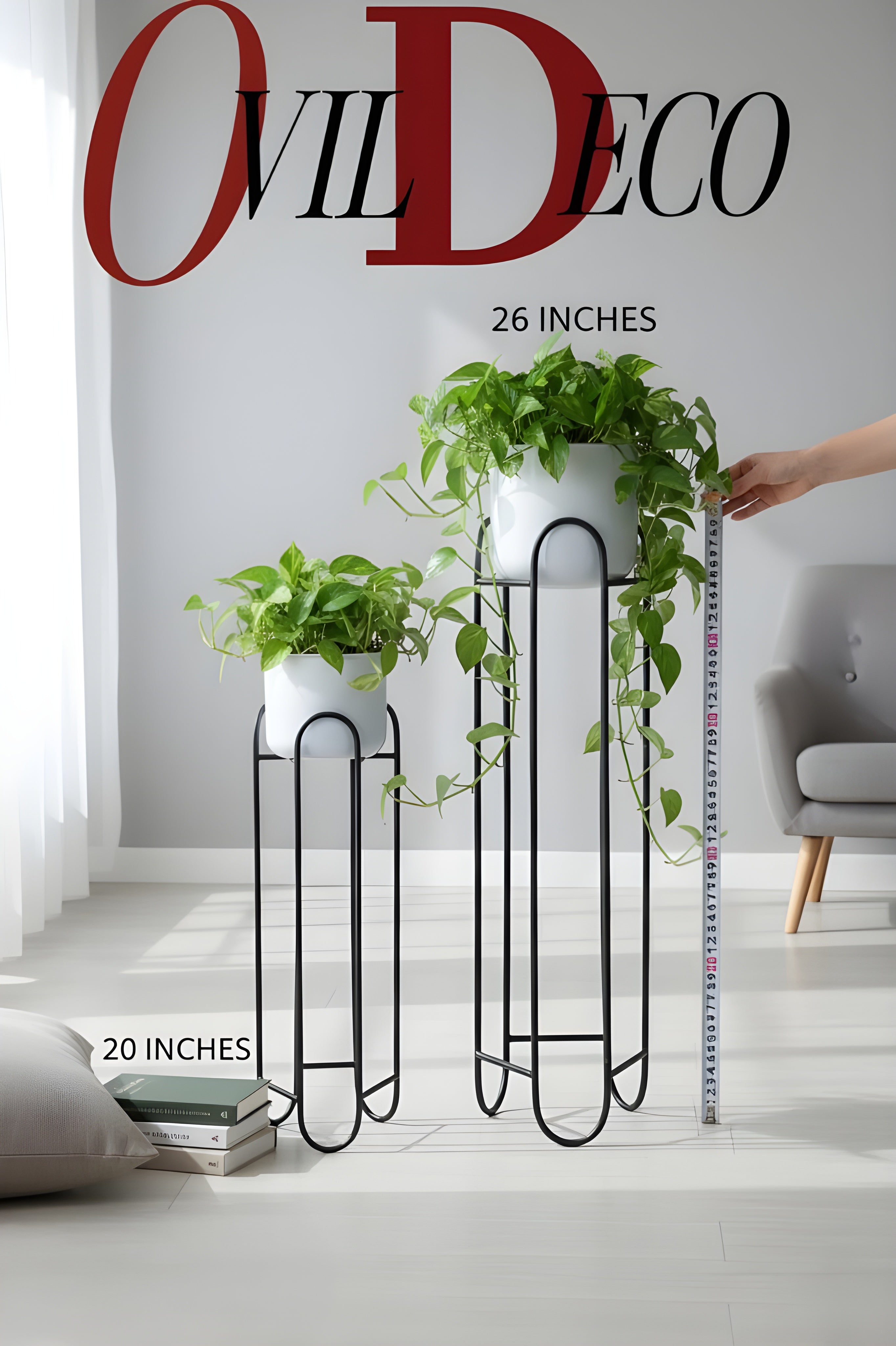 OVIL DECO Metal Planter Stand with Flower Pot