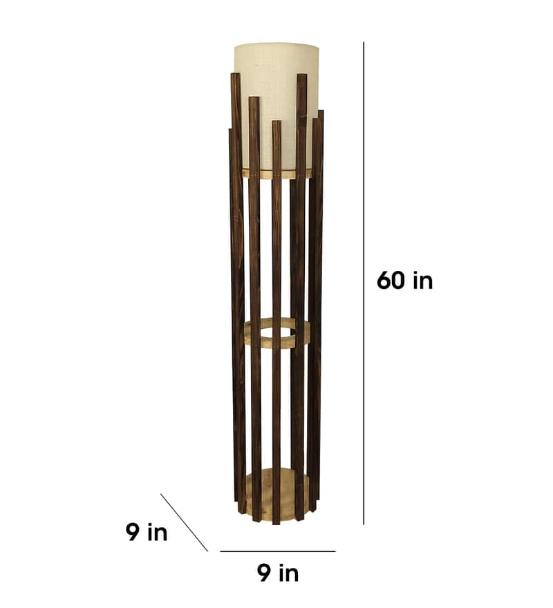 Bastian Wooden Floor Lamp with Jute Shade & Brown Base