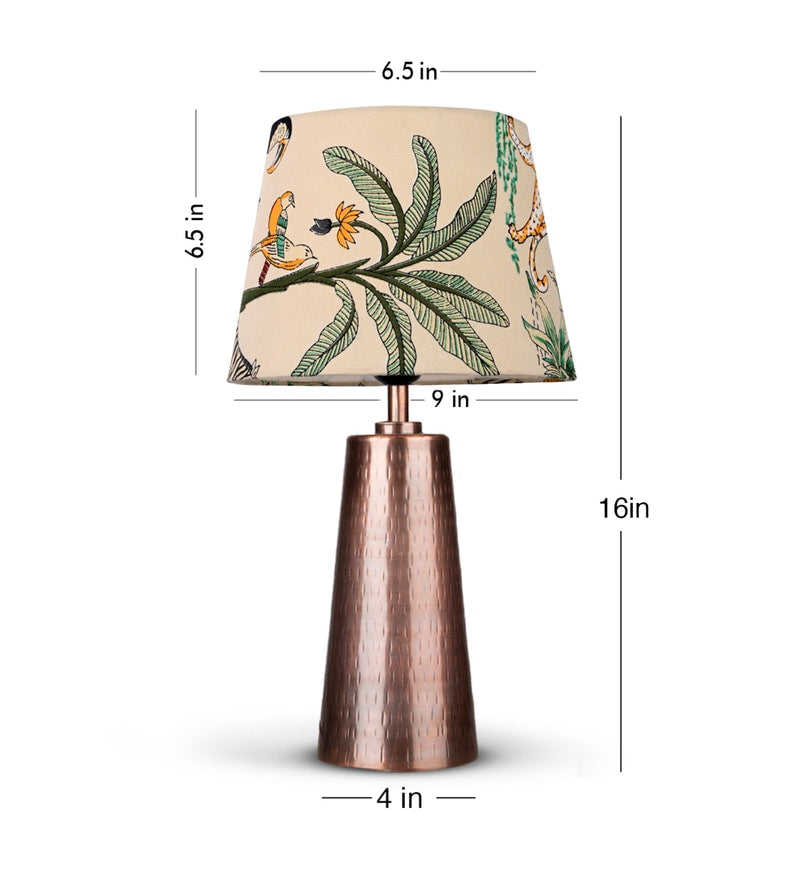 Copper Etched V-Shaped Lamp with Taper Muticolor Green Shade