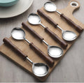 Hand-Made Wooden Handles Stainless Steel 6 pc Small Round Spoons