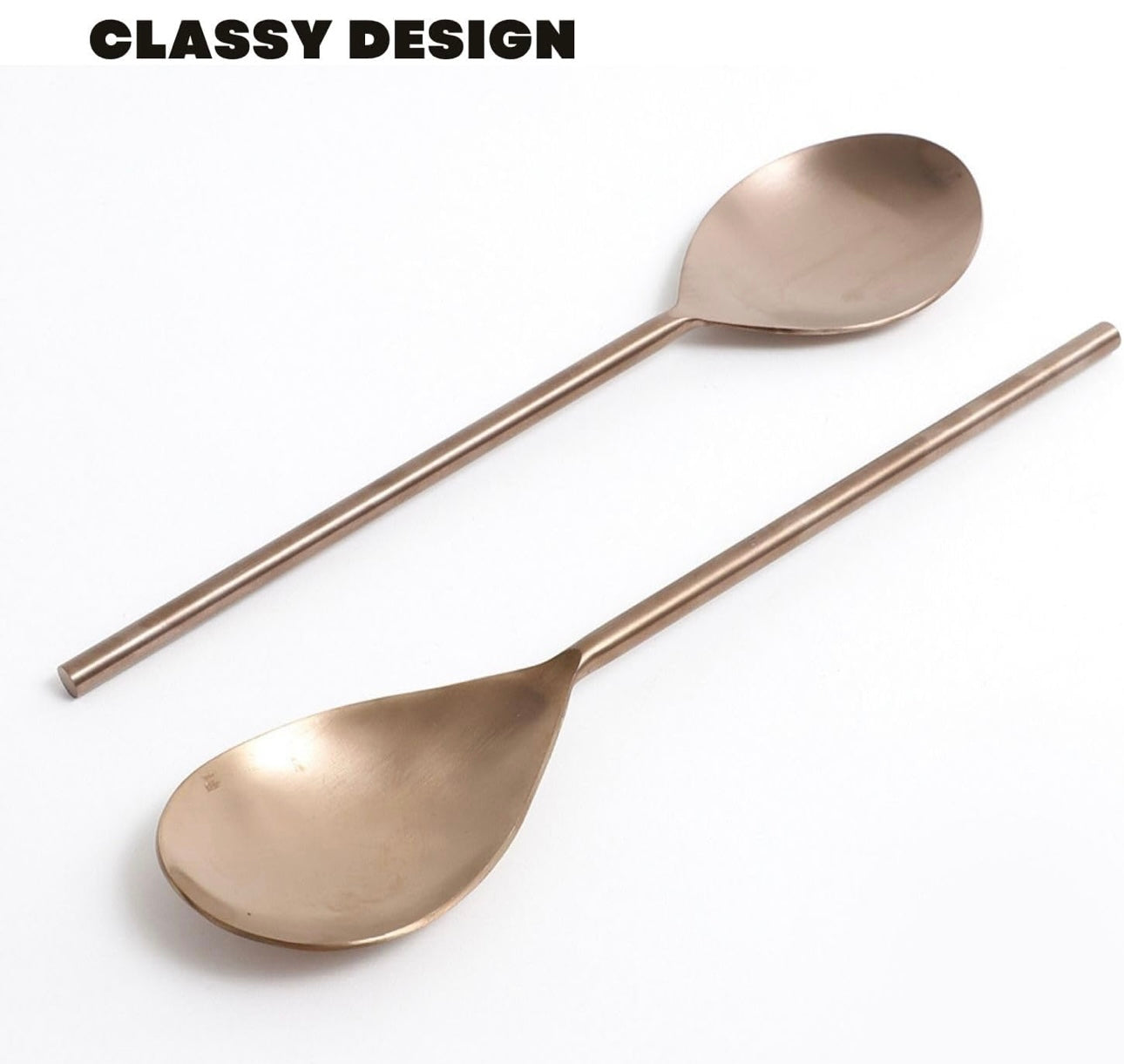 Rose Gold Stainless Steel Serving Spoons Set of Two | Elegant Lead Free Stainless Steel