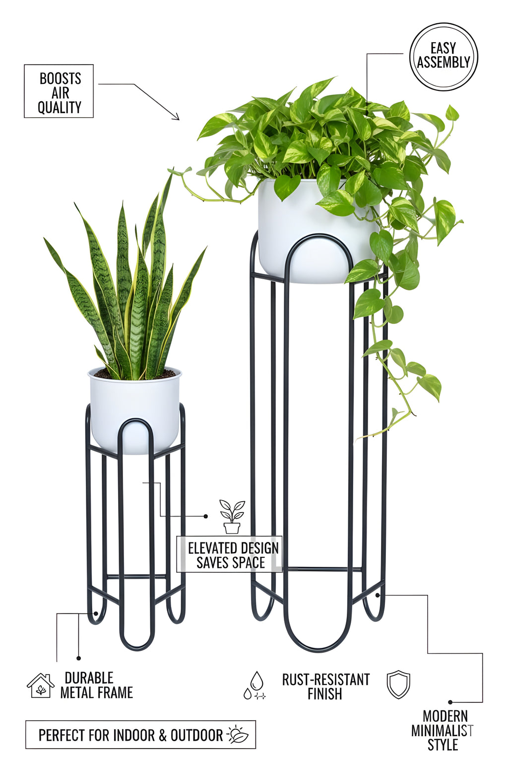 OVIL DECO Metal Planter Stand with Flower Pot