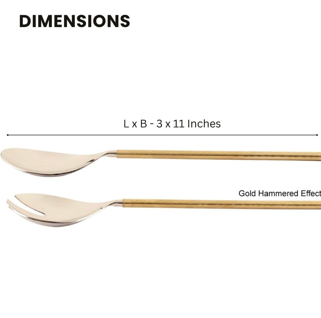 Gold Hammered Steel Head Serving Spoons Set of Two |
