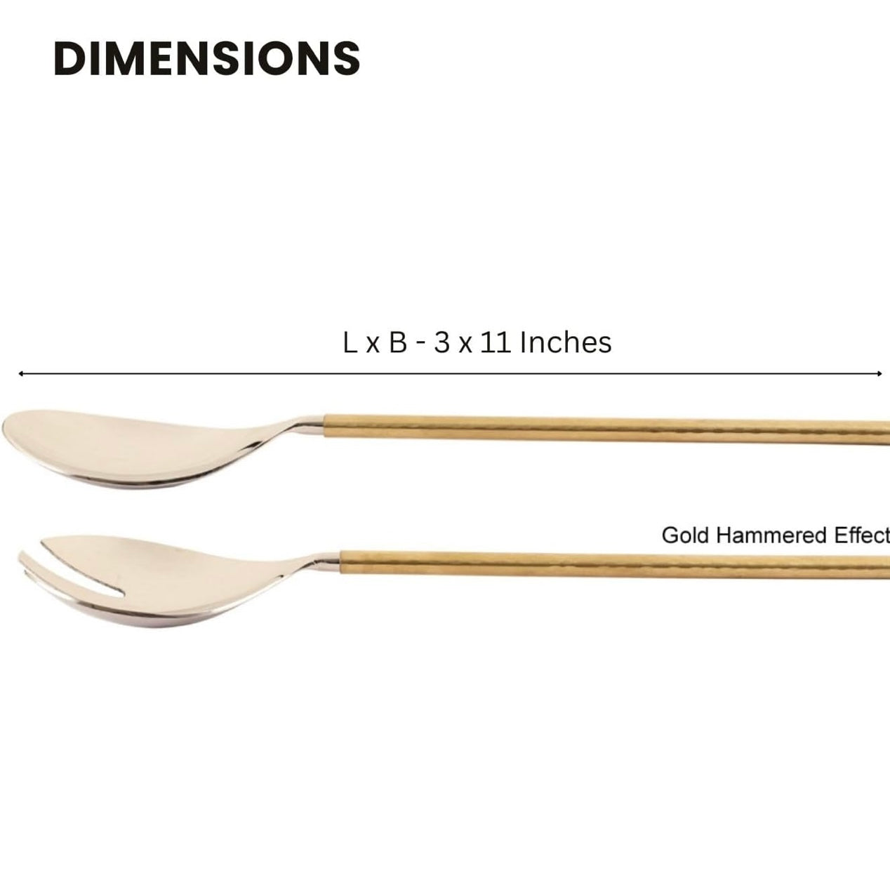 Gold Hammered Steel Head Serving Spoons Set of Two |