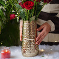 Arrow Embossed Metal FlowerVase Gold