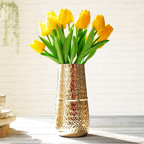 Arrow Embossed Metal FlowerVase Gold