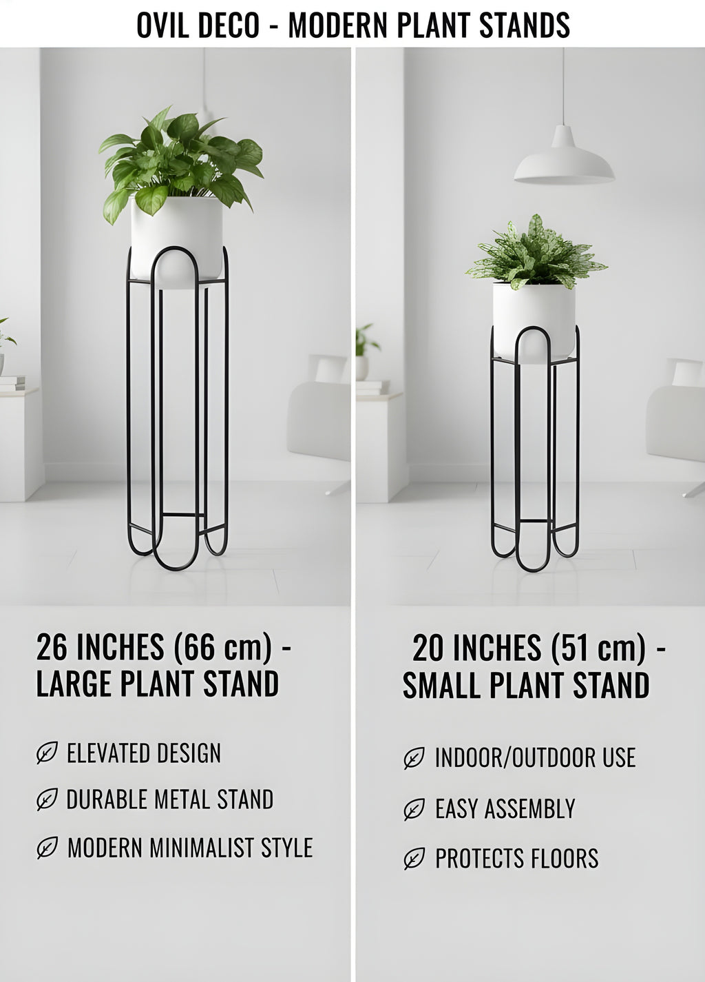 OVIL DECO Metal Planter Stand with Flower Pot