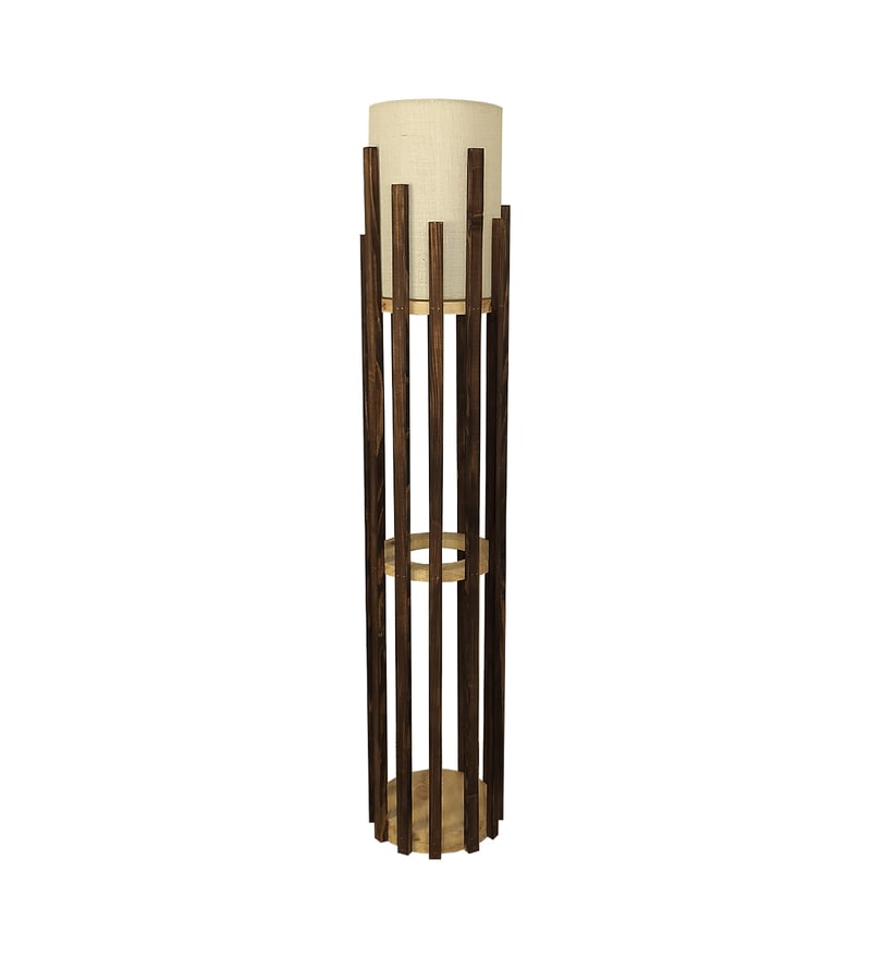 Bastian Wooden Floor Lamp with Jute Shade & Brown Base