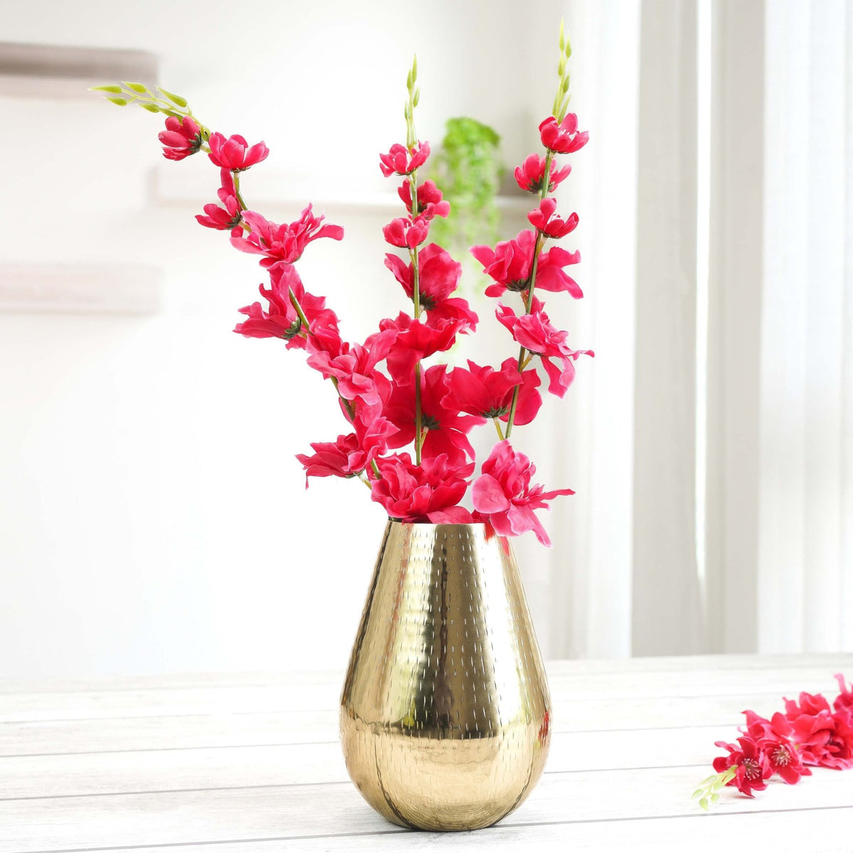 Arrow Embossed Metal FlowerVase Gold