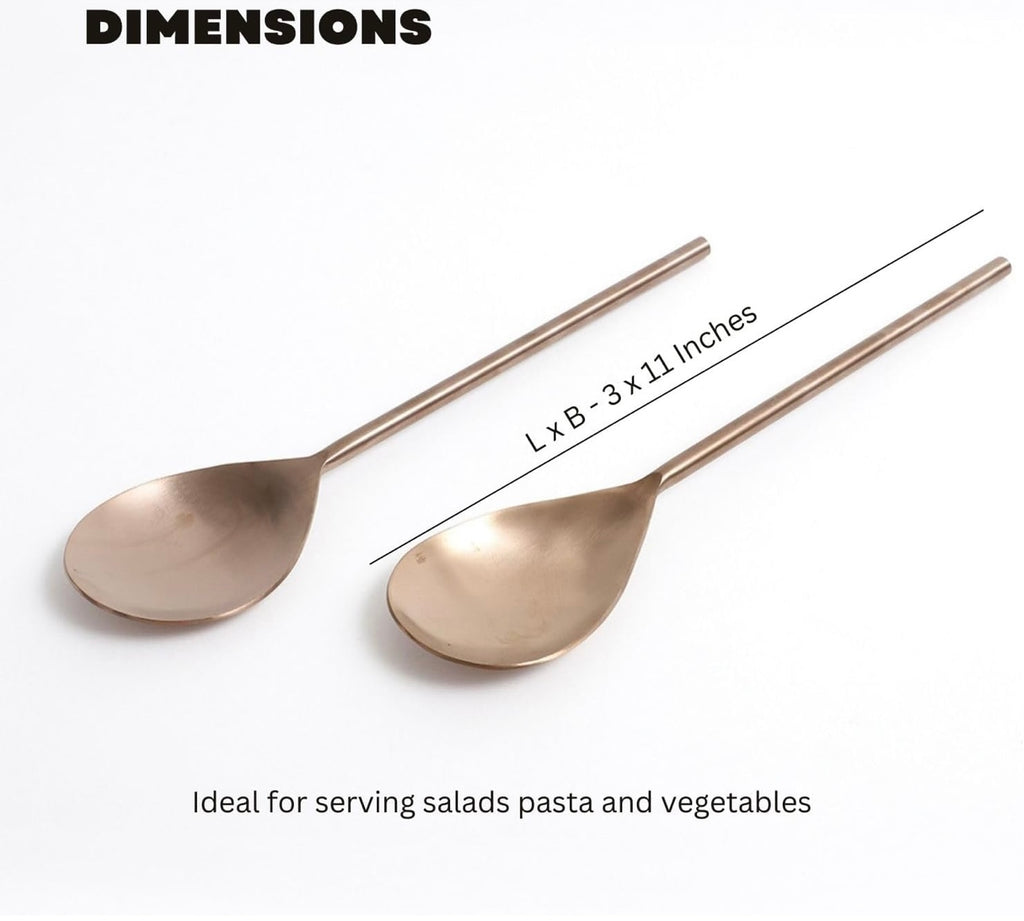 Rose Gold Stainless Steel Serving Spoons Set of Two | Elegant Lead Free Stainless Steel