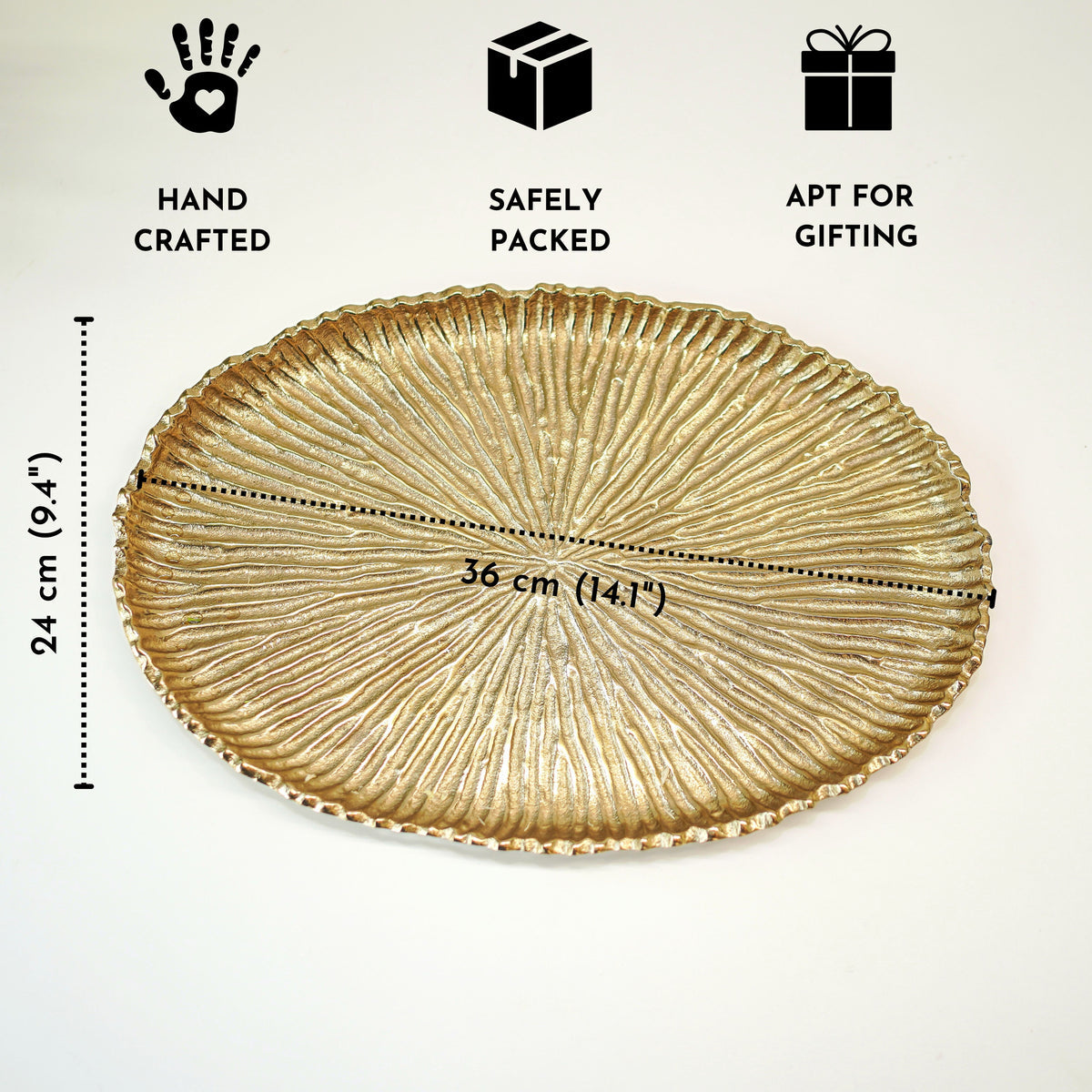 Aluminium Casted SunburstTray, Gold