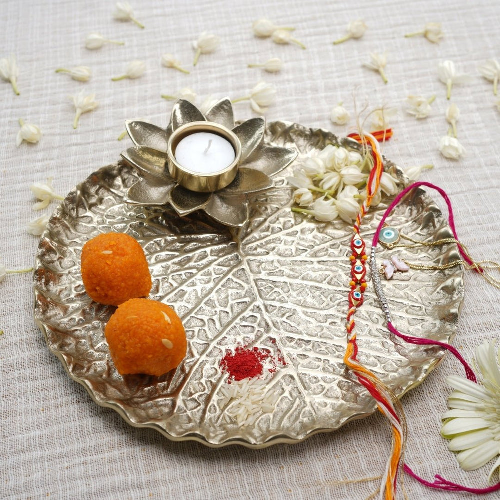 Lotus Leaf Metal Thali