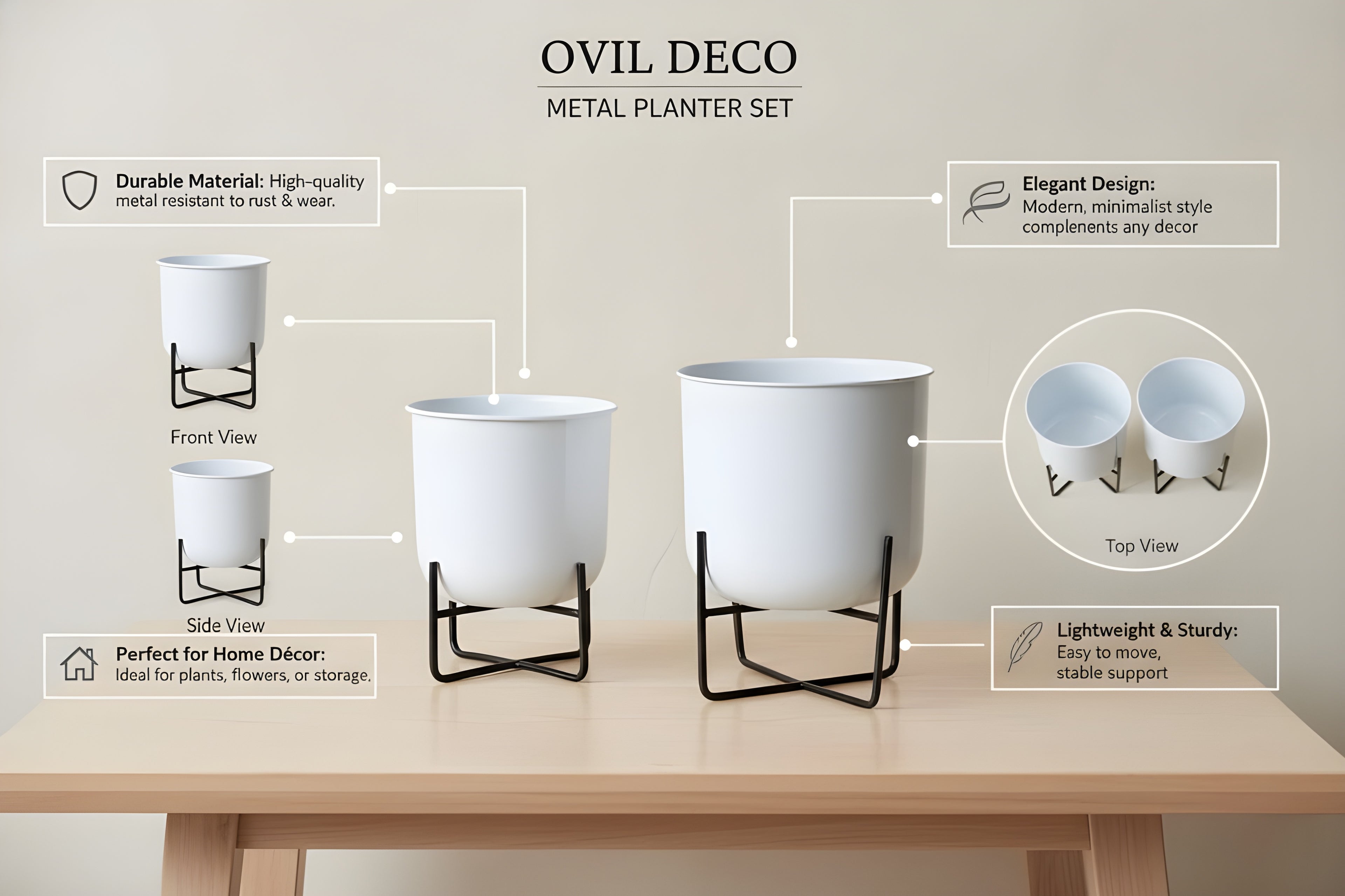 White Planter Pots Pack of 2