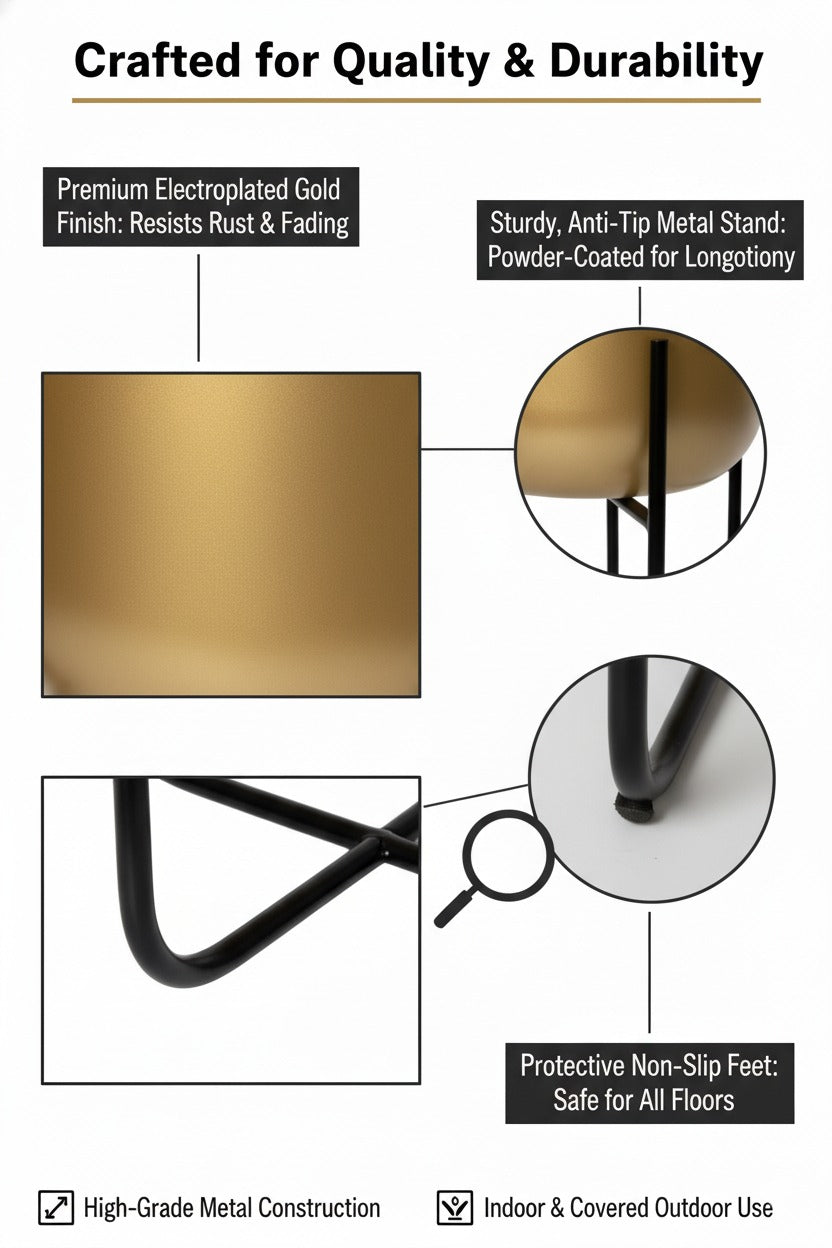 Golden Medium Planter Pots Pack of 2