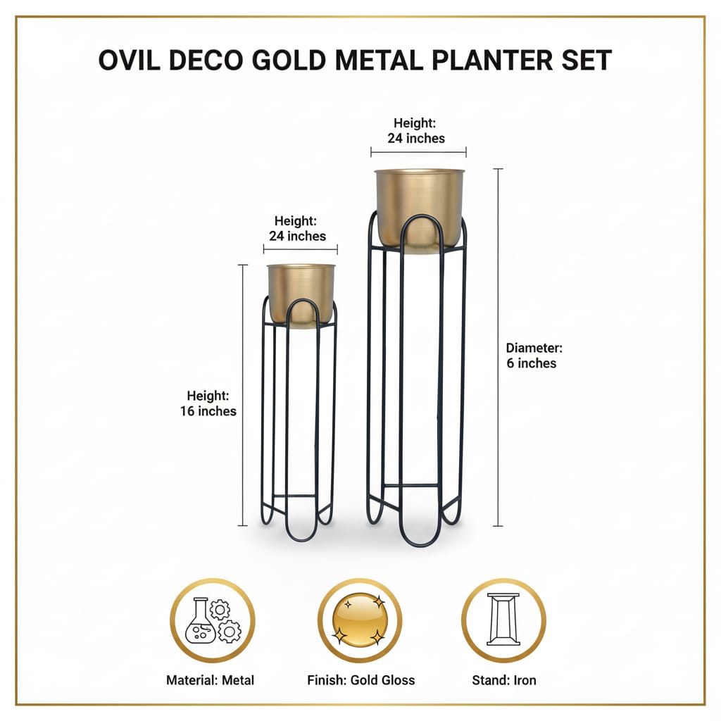 Golden Planter Pot Stand–Pack of 2