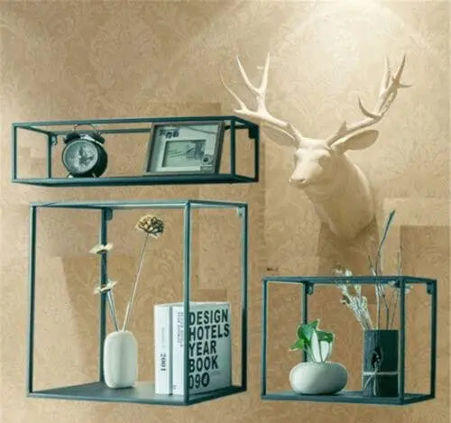 OVIL DECO Lifestyle Modern Wall Mount Storage Shelf CD Media Storage Rack Metal 3 Set Cube