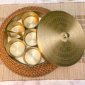 OVIL DECO Brass Spice Chest Masala Daani - Mandala Pattern - 8 Inches