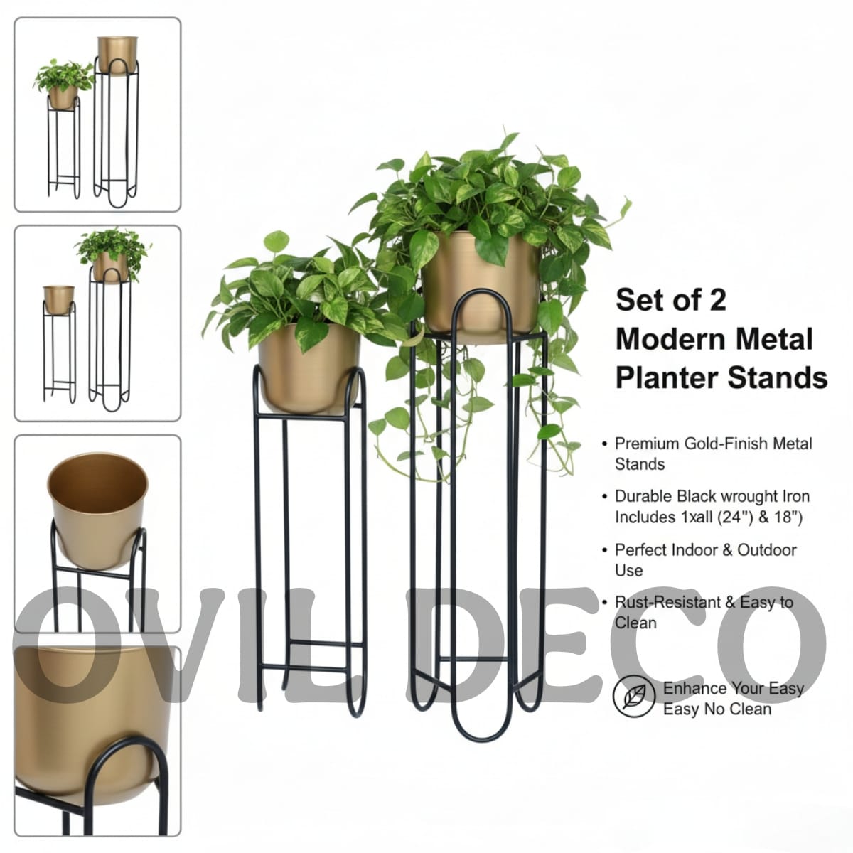 Golden Planter Pot Stand–Pack of 2