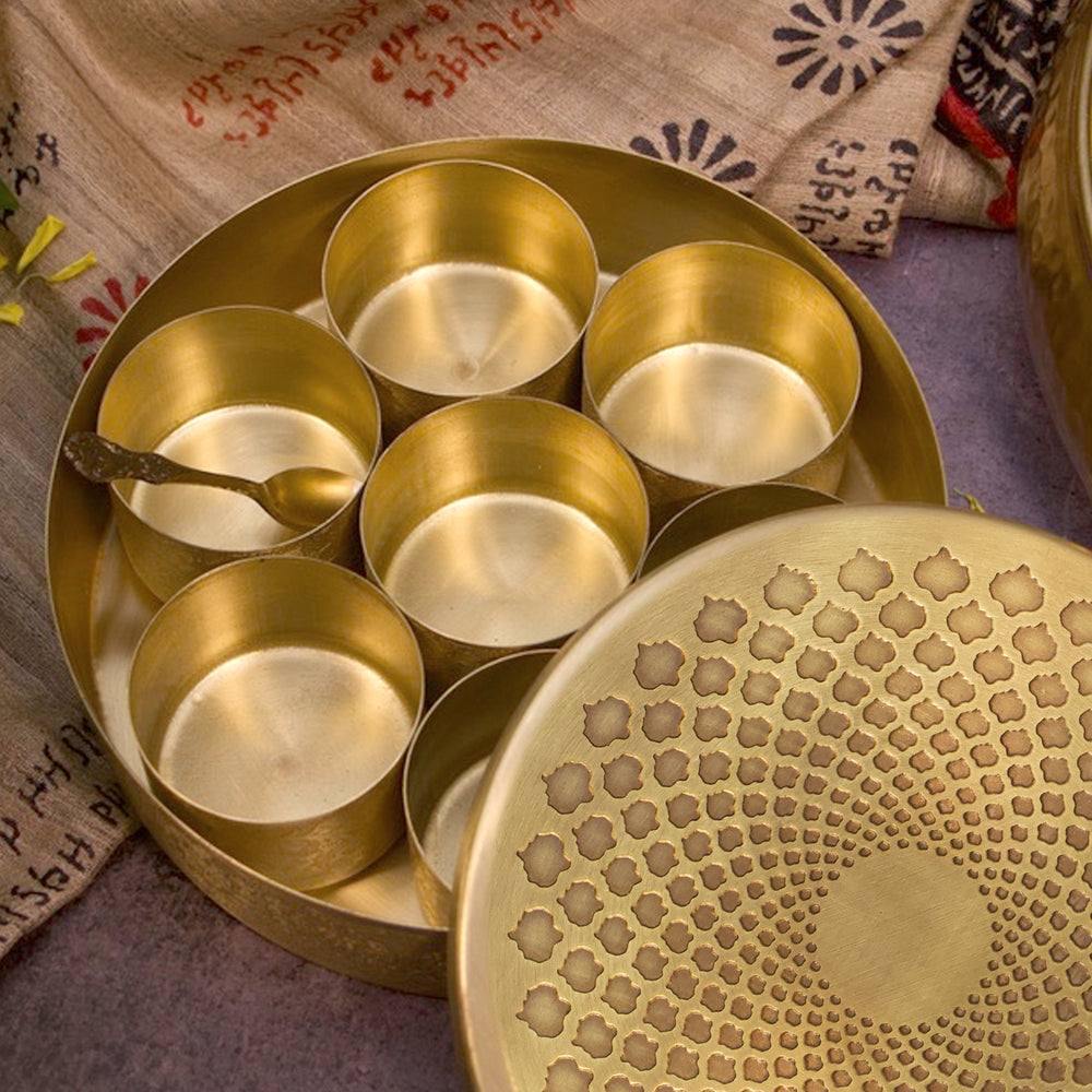 OVIL DECO Classy Pure Brass Spice Box Masala Daani