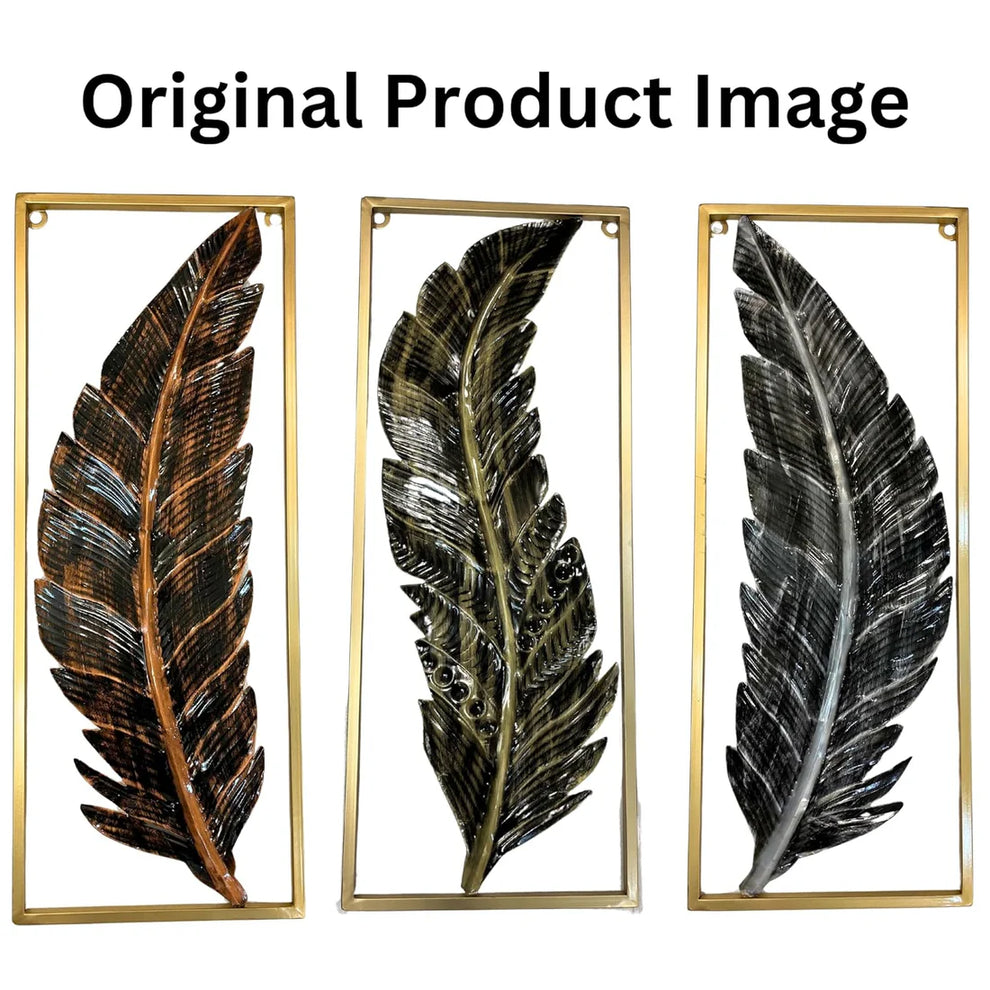 Metal Frame Leaf Set of 3 Wall Art Decorations
