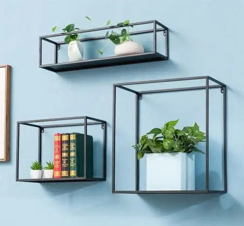 OVIL DECO Lifestyle Modern Wall Mount Storage Shelf CD Media Storage Rack Metal 3 Set Cube